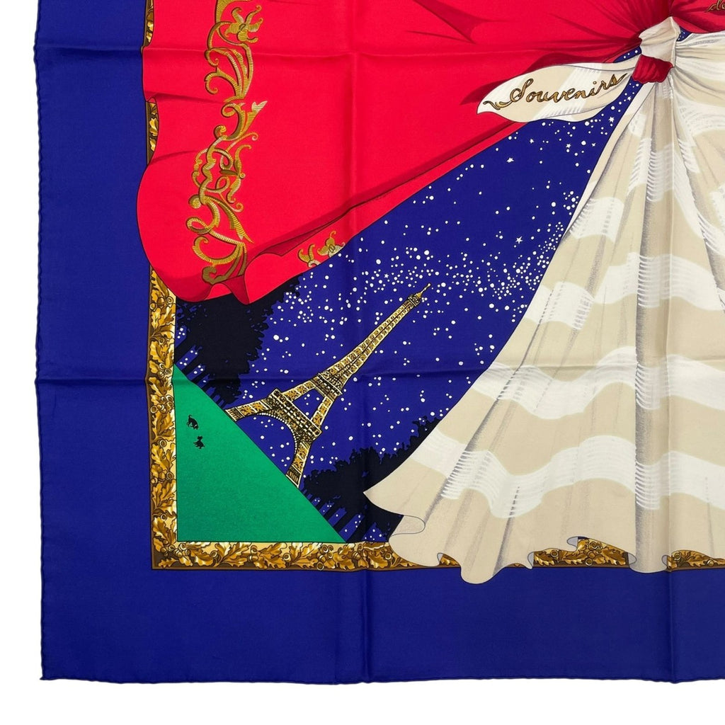 Hermes Scarf Silk Carre 90 Souvenirs de Paris Memories of Eiffel Tower — view 4