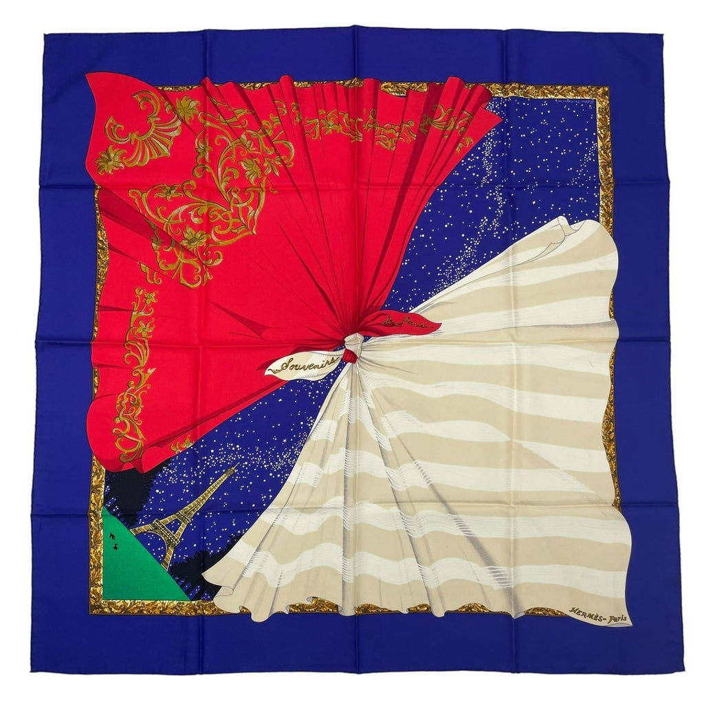 Hermes Scarf Silk Carre 90 Souvenirs de Paris Memories of Eiffel Tower