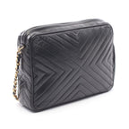 Chanel Shoulder Bag Stitch Black Lambskin Fringe — view 2