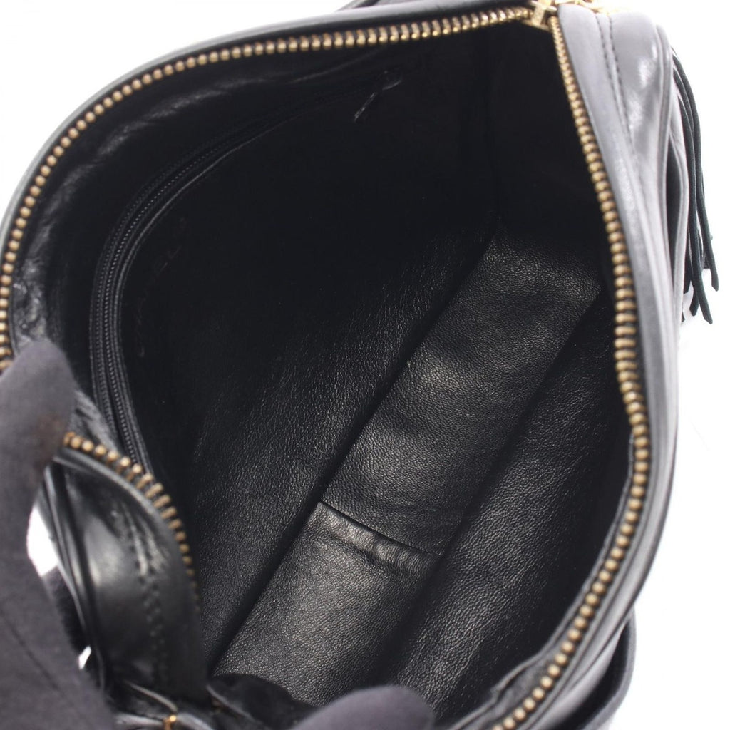 Chanel Shoulder Bag Stitch Black Lambskin Fringe — view 3