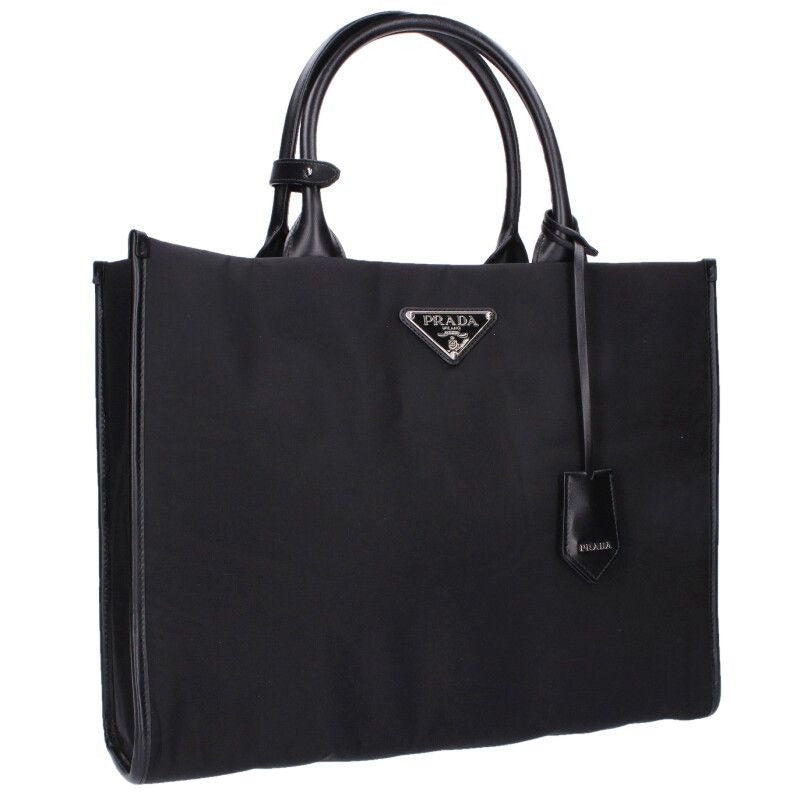 Prada Re-Nylon Triangle Plate Clochette Tote