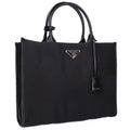 Prada Re-Nylon Triangle Plate Clochette Tote