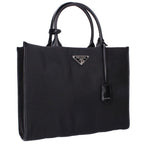 Prada Re-Nylon Triangle Plate Clochette Tote