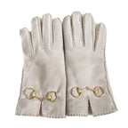 Gucci Horsebit Mouton Gloves Inner Shearling Light Gray 6.5