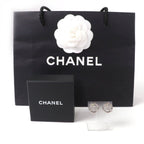 Chanel Metal CC Logo Rhinestone Circle Earrings Silver — view 2