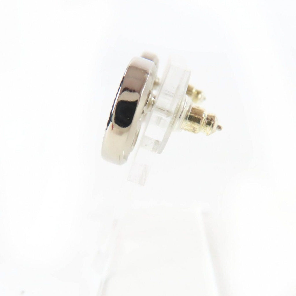 Chanel Metal CC Logo Rhinestone Circle Earrings Silver — view 3