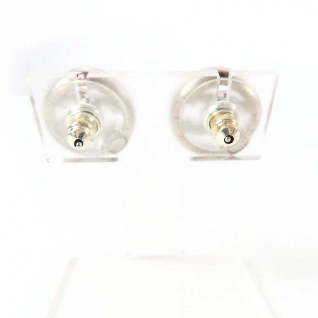 Chanel Metal CC Logo Rhinestone Circle Earrings Silver — view 4