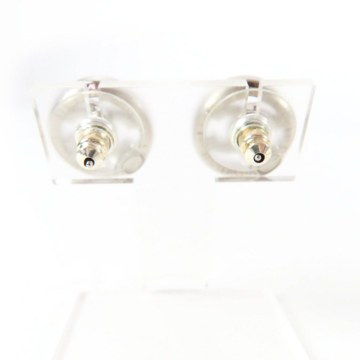 Chanel Metal CC Logo Rhinestone Circle Earrings Silver — view 4