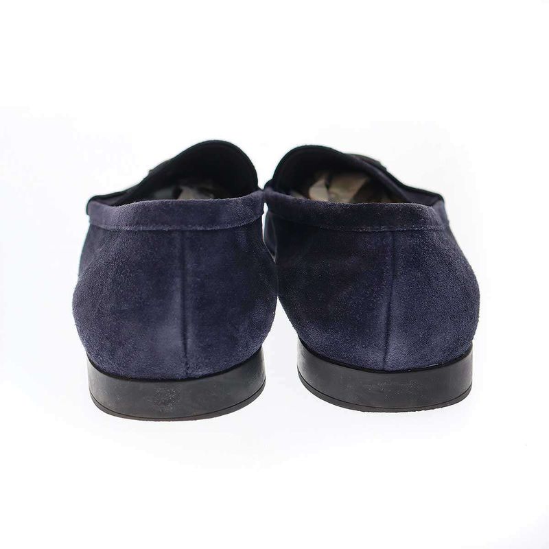 Prada Logo Plate Suede Leather Square Toe Loafer Shoes 2 Dc226 Navy 10 — view 3