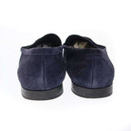 Prada Logo Plate Suede Leather Square Toe Loafer Shoes 2 Dc226 Navy 10 — view 3