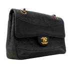 Chanel Shoulder Bag Quilted Lambskin Black Gold — view 2