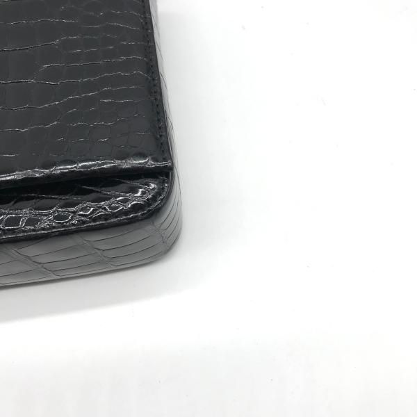 Gucci Croco Center Split Logo Shoulder Bag Black — view 5