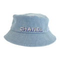 Chanel Logo Bucket Hat Denim Blue Shallow No String Sequins