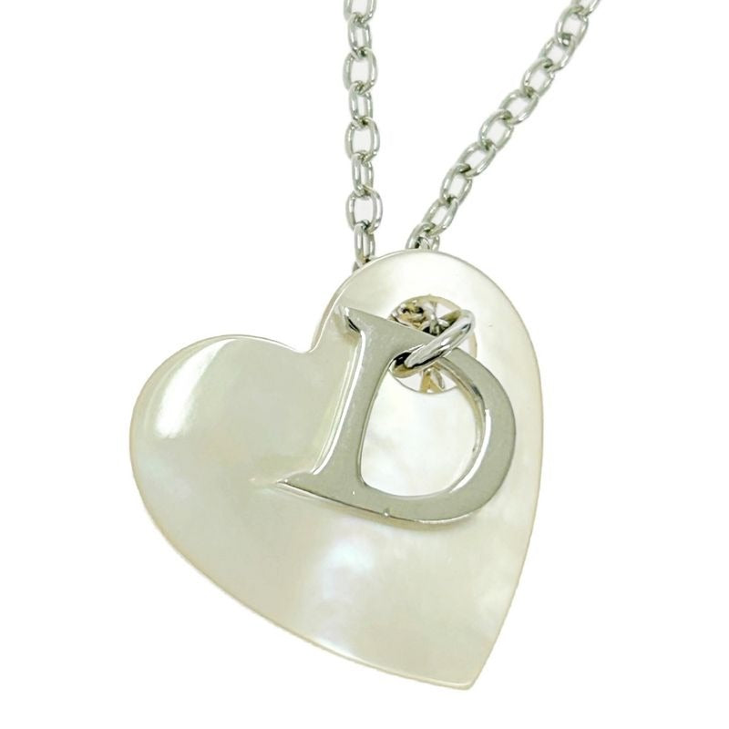 Christian Dior Shell D Logo Heart Necklace Silver — view 2