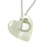 Christian Dior Shell D Logo Heart Necklace Silver