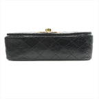 Chanel CC Logo Quilted Calf Enamel Full Flap Chain Shoulder Bag Black — view 3