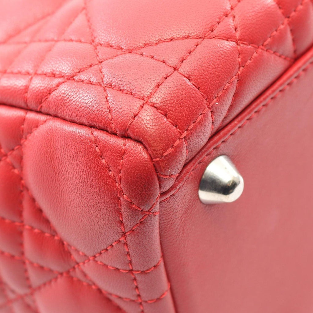 Dior Handbag Lady Large Cannage Red Leather 2-Way — view 7
