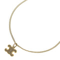 Celine Triomphe Rhinestone Necklace Pendant Chain Gold