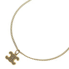 Celine Triomphe Rhinestone Necklace Pendant Chain Gold
