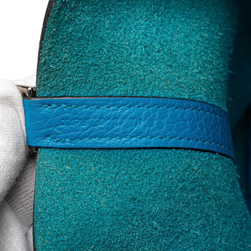 Hermes Picotin Lock MM Blue With Silver Hardware Taurillon Clemence — view 9