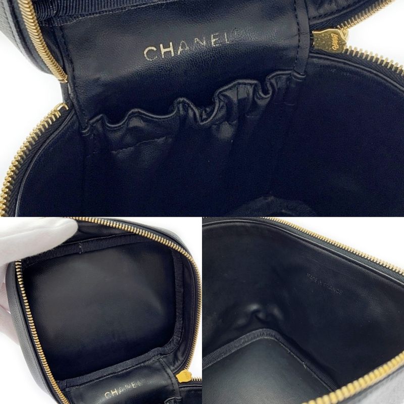 Chanel Caviar Leather Vanity Bag Black Handbag — view 9