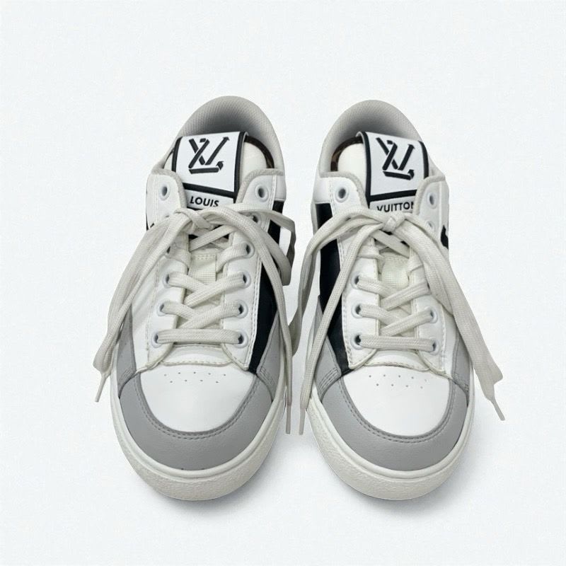 Louis Vuitton Charlie Line Monogram Sneakers Shoes Leather White Gray Black — view 2