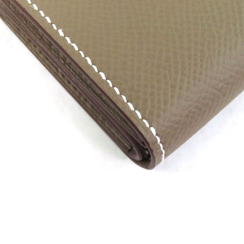 Hermes Bearn Mini Etoupe Vaux Epson Gold Hardware H Logo Wallet — view 7