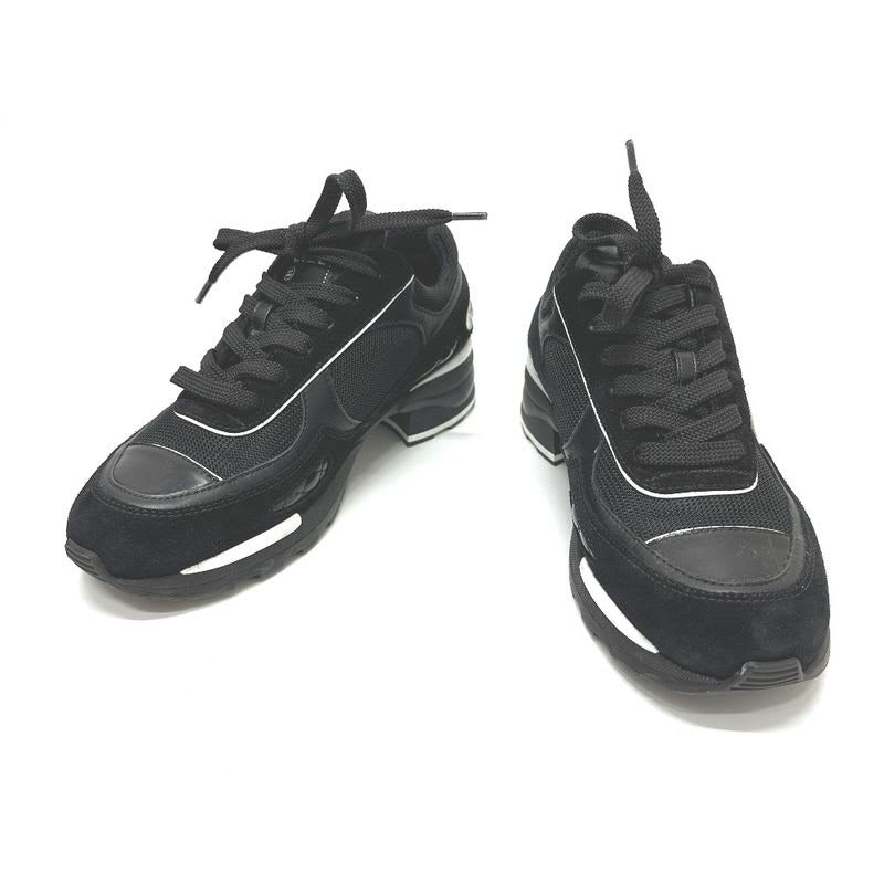 Chanel Sneakers Coco Mark Mixed Fiber Suede Black