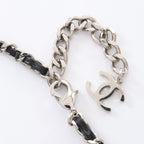 Chanel Necklace CC Logo Stainless Steel Leather Silver Black Yellow — view 4