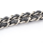 Chanel Necklace CC Logo Stainless Steel Leather Silver Black Yellow — view 7