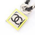 Chanel Necklace CC Logo Stainless Steel Leather Silver Black Yellow