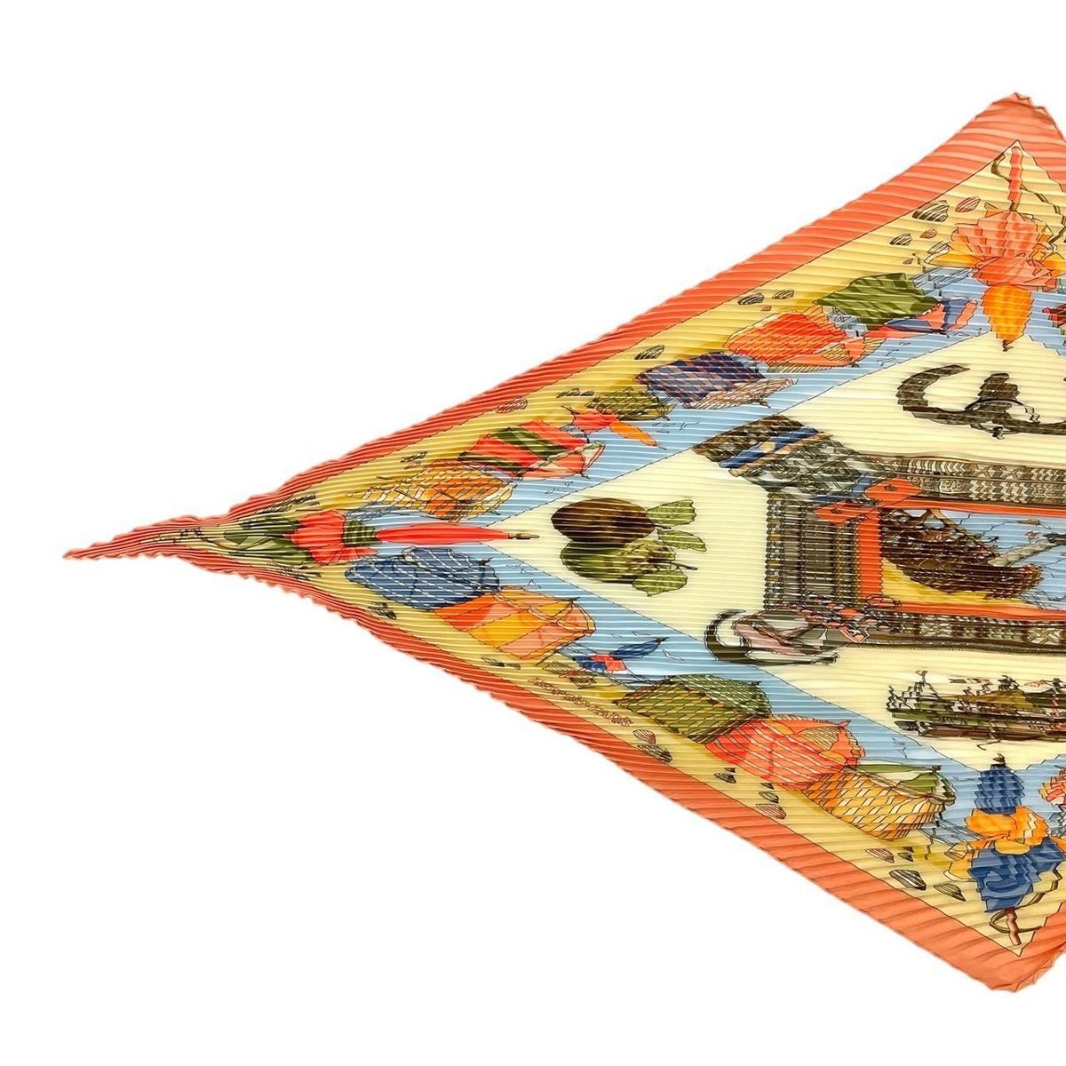 Hermes Scarf Silk Pleats Charmes Des Plages Normandes Charm of the Normandy — view 2