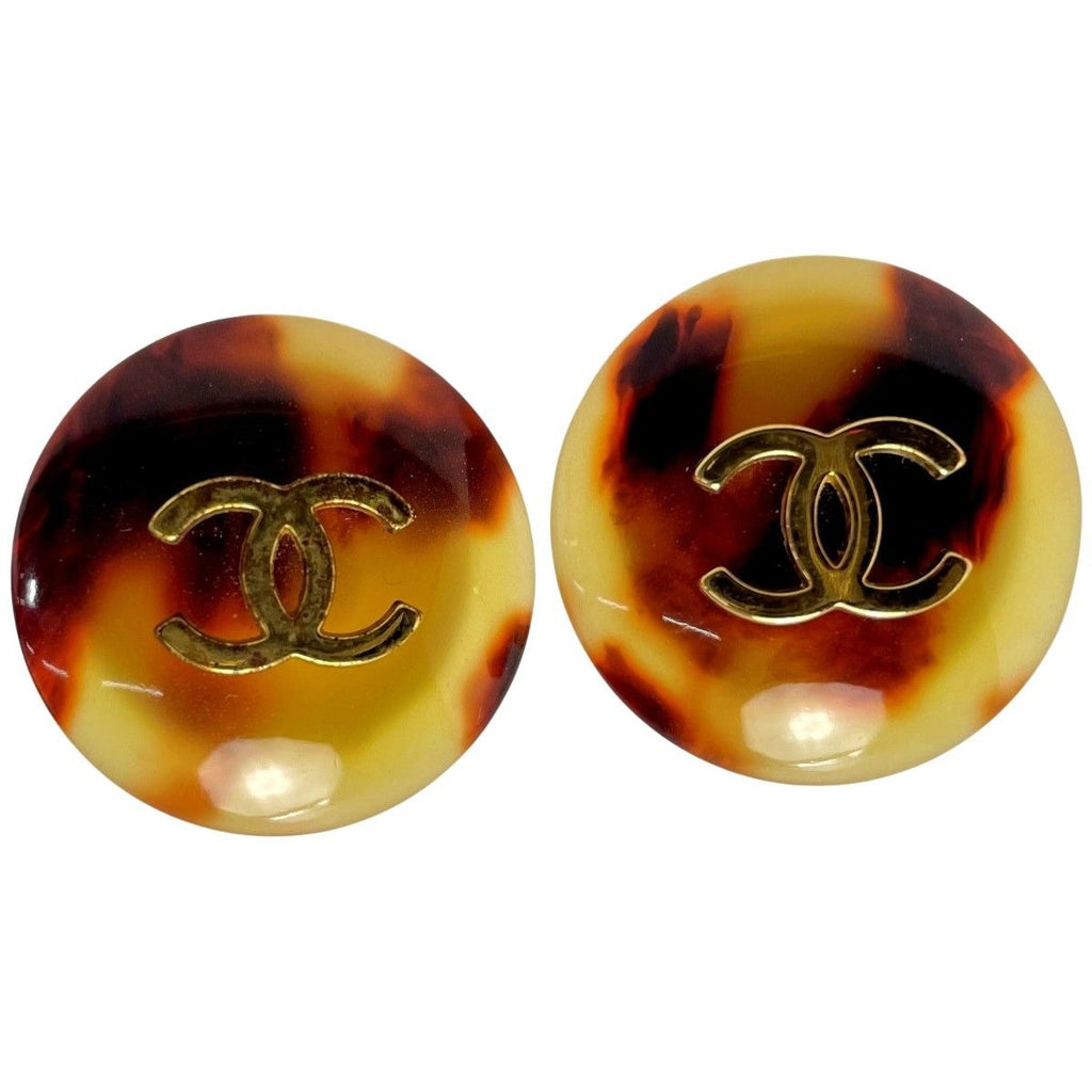 Chanel Coco Mark Circle Plated Tortoiseshell Pattern Engraved 97 P Accessory