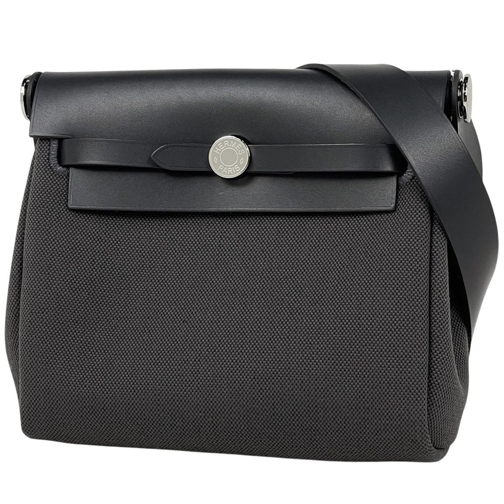 Hermes Herbag Zip 20 Toile Hunter Shoulder Bag Canvas Gray