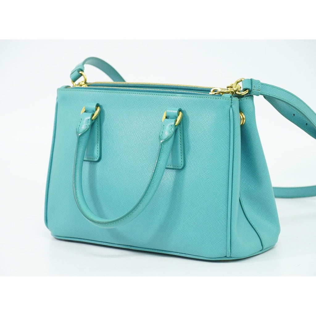 Prada Saffiano Leather 2-Way Shoulder Bag Pochette Turquoise — view 2