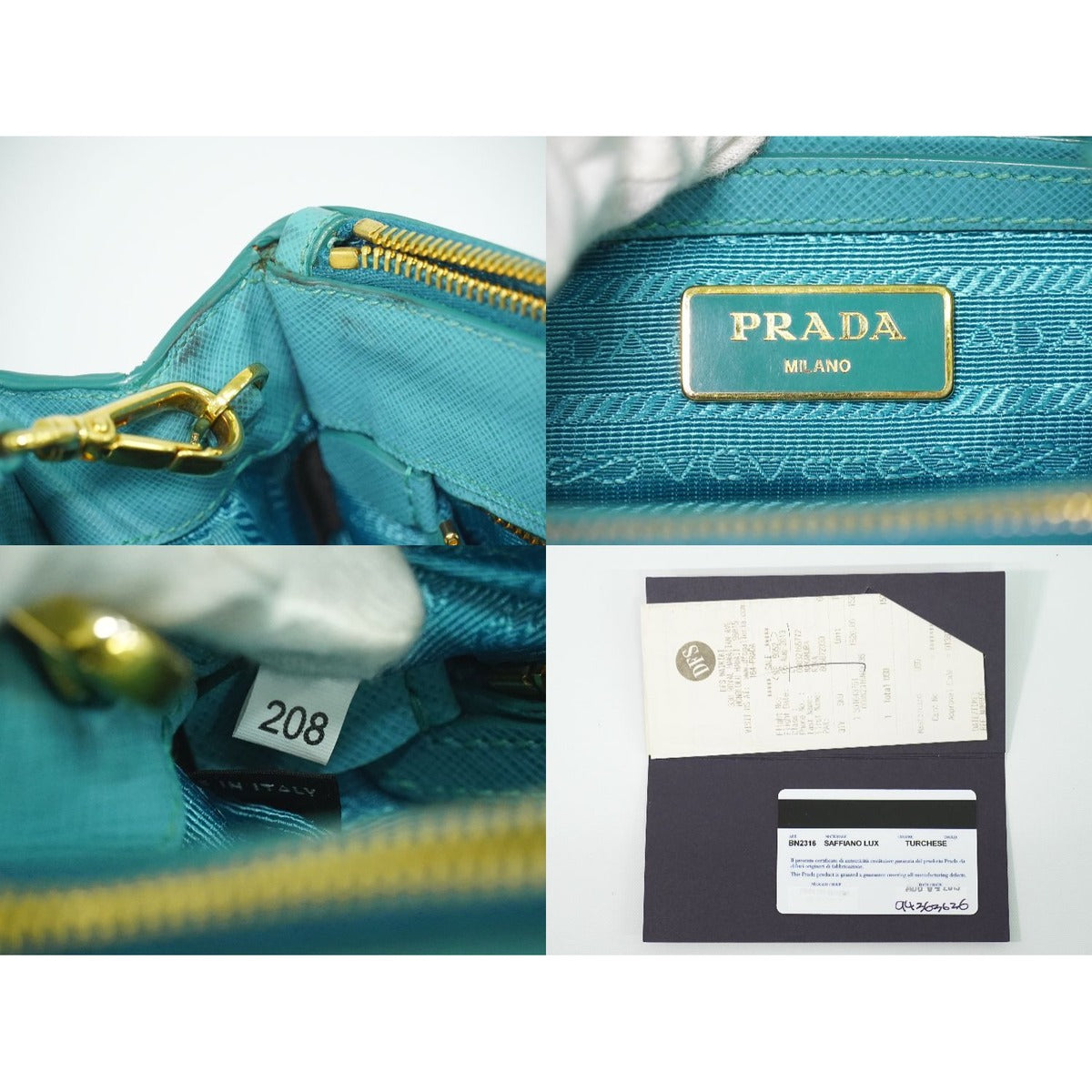 Prada Saffiano Leather 2-Way Shoulder Bag Pochette Turquoise — view 9
