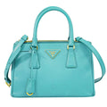 Prada Saffiano Leather 2-Way Shoulder Bag Pochette Turquoise