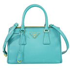 Prada Saffiano Leather 2-Way Shoulder Bag Pochette Turquoise