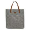 Gucci Diamante Tote Shoulder Bag Felt Wool Leather Gray Brown