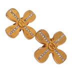 Chanel Camellia Wood and Crystal Earrings — view 2