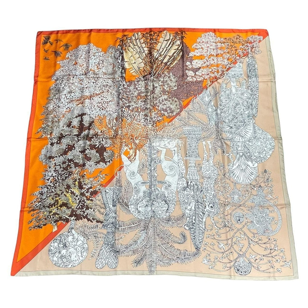 Hermes Scarf Silk Carre 140 les Legendes de L'arbre Tree Legend Orange Box — view 2