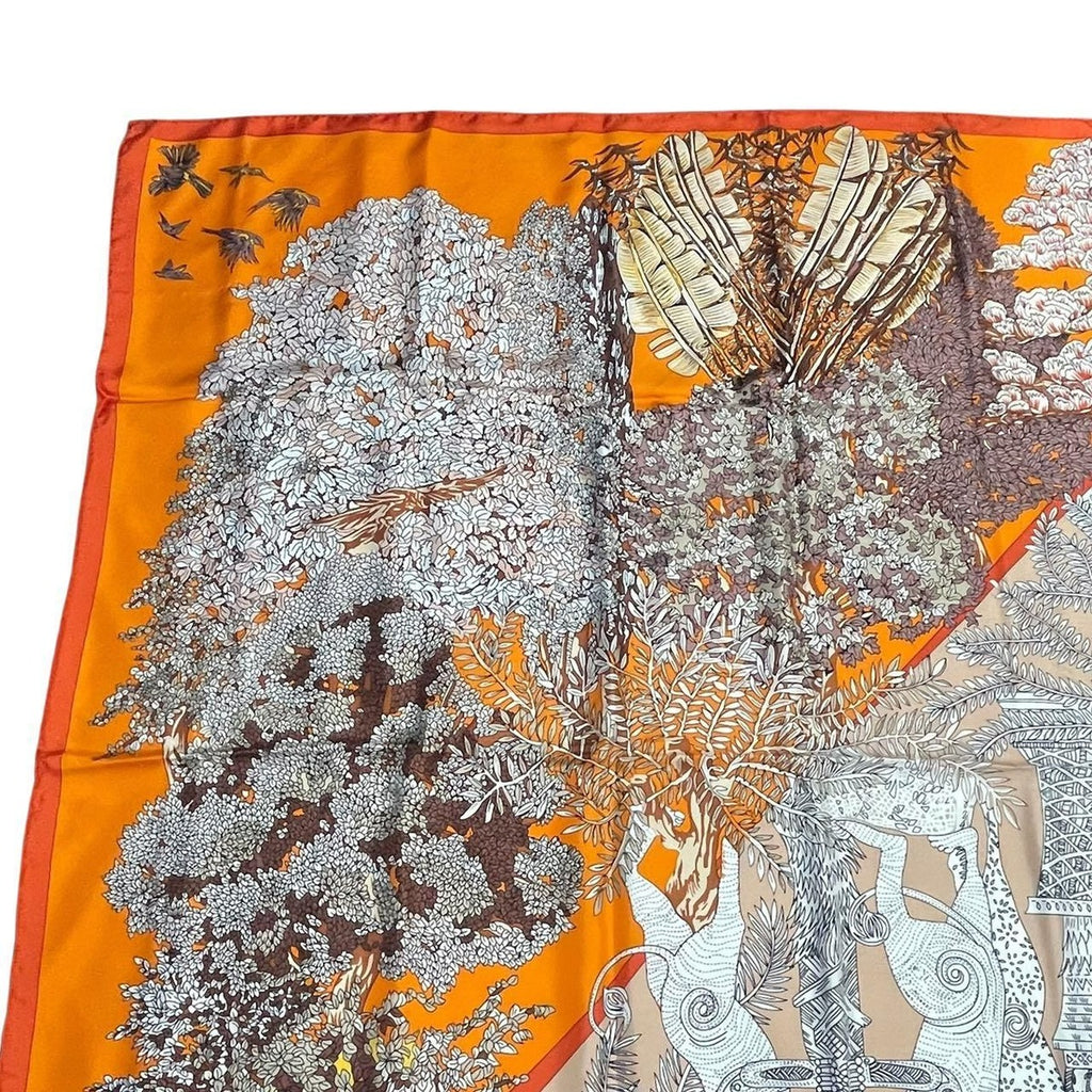 Hermes Scarf Silk Carre 140 les Legendes de L'arbre Tree Legend Orange Box — view 3