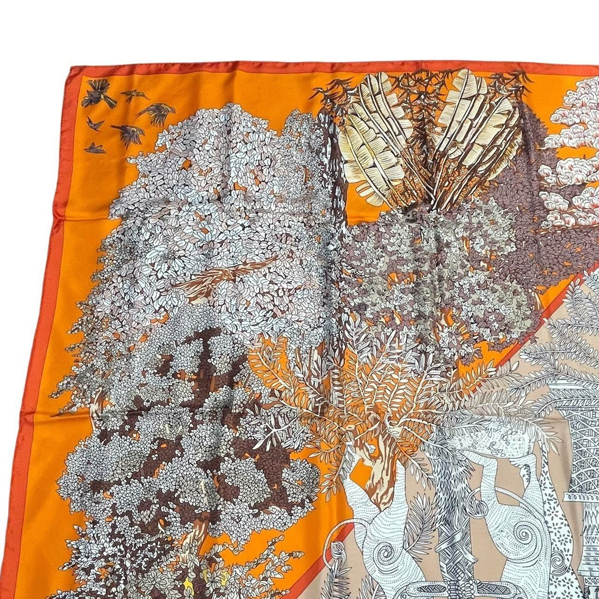 Hermes Scarf Silk Carre 140 les Legendes de L'arbre Tree Legend Orange Box — view 3