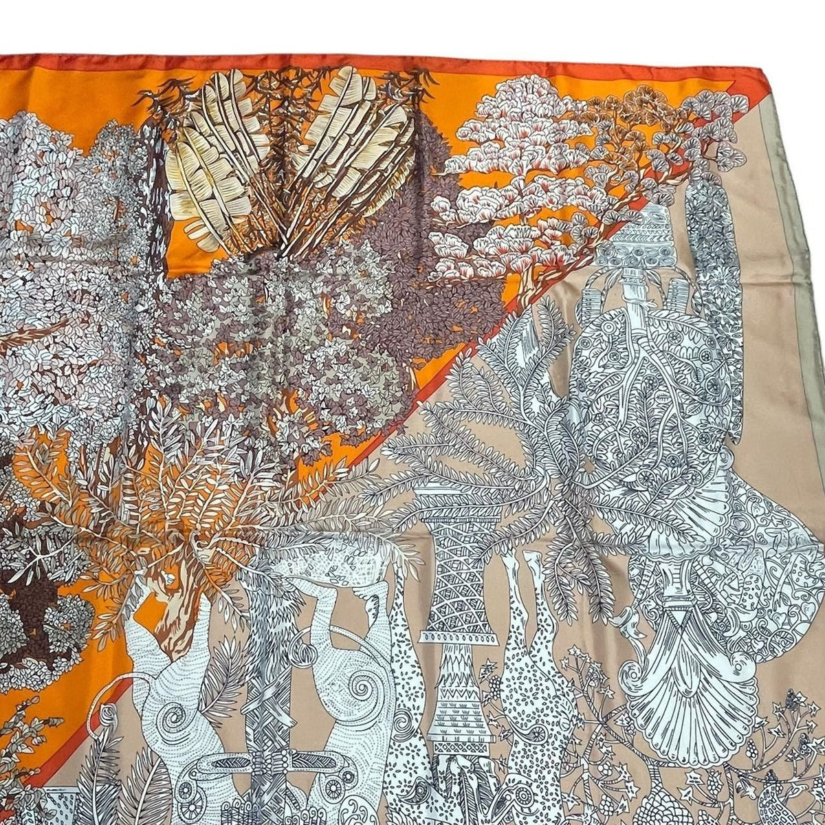Hermes Scarf Silk Carre 140 les Legendes de L'arbre Tree Legend Orange Box — view 4