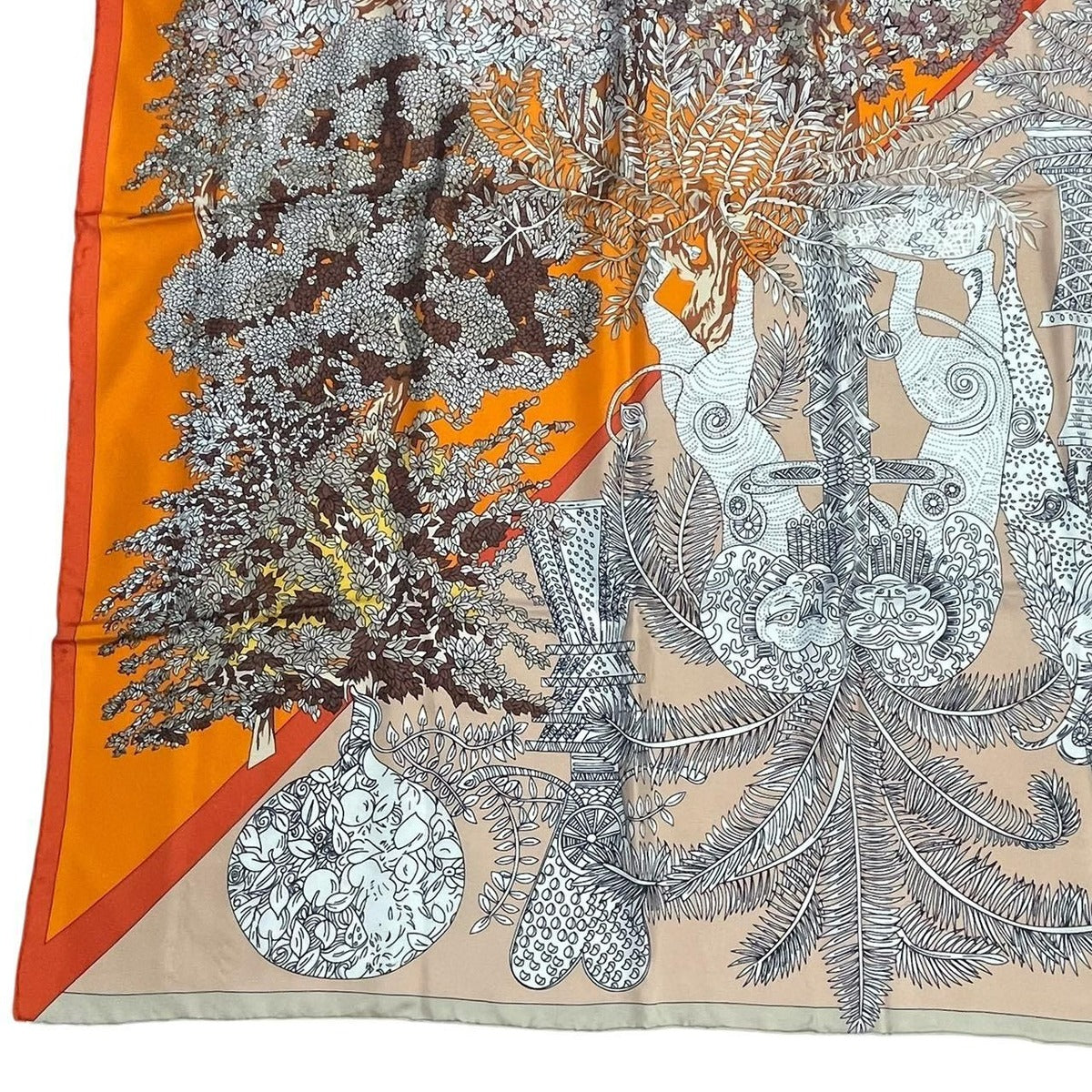 Hermes Scarf Silk Carre 140 les Legendes de L'arbre Tree Legend Orange Box — view 5