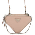 Prada Shoulder Bag Saffiano Triangle Mini Pouch Leather 2-Way Pink Beige