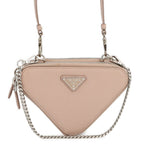 Prada Shoulder Bag Saffiano Triangle Mini Pouch Leather 2-Way Pink Beige