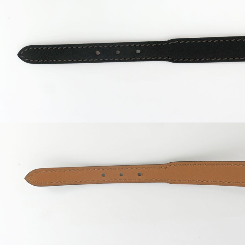 Hermes Leather Bracelet Trench Black Silver Hardware Size T5 — view 6