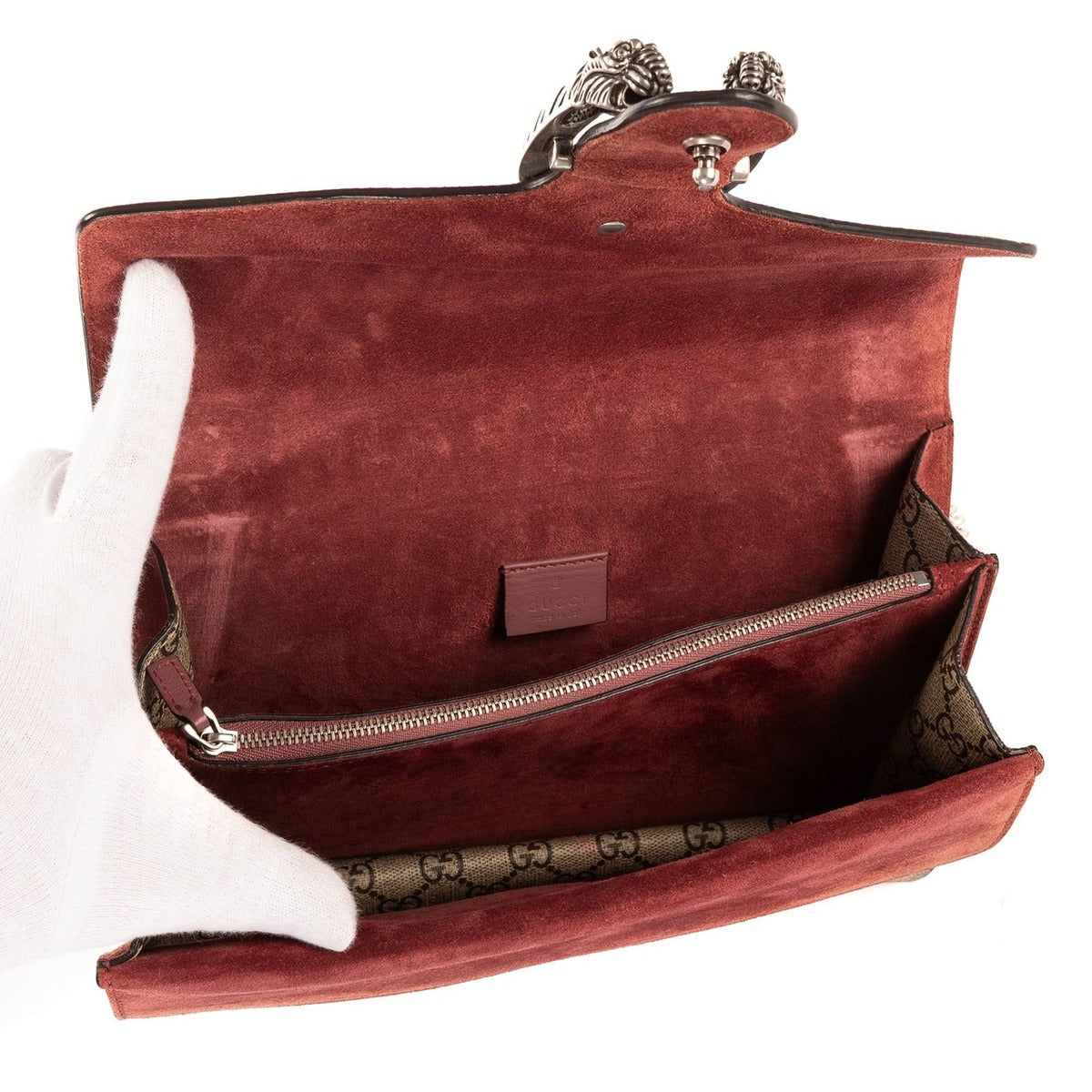 Gucci Blooms Dionysus Beige Burgundy Supreme Canvas Shoulder Bag — view 9