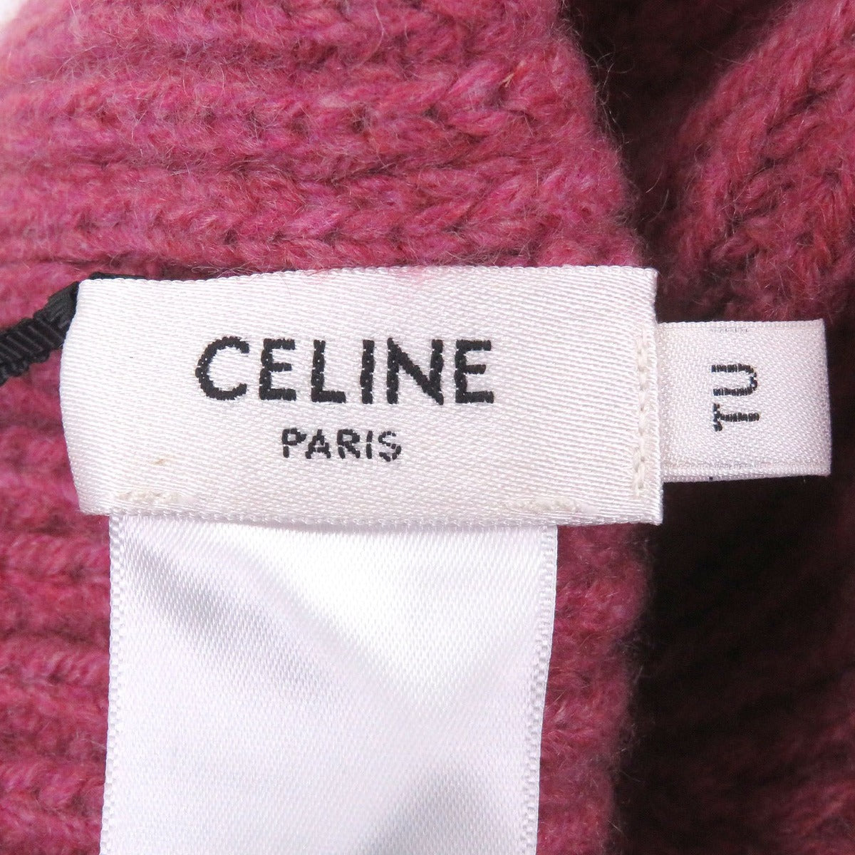 Celine Cashmere Triomphe Beanie Knit Cap Pink Hat — view 6